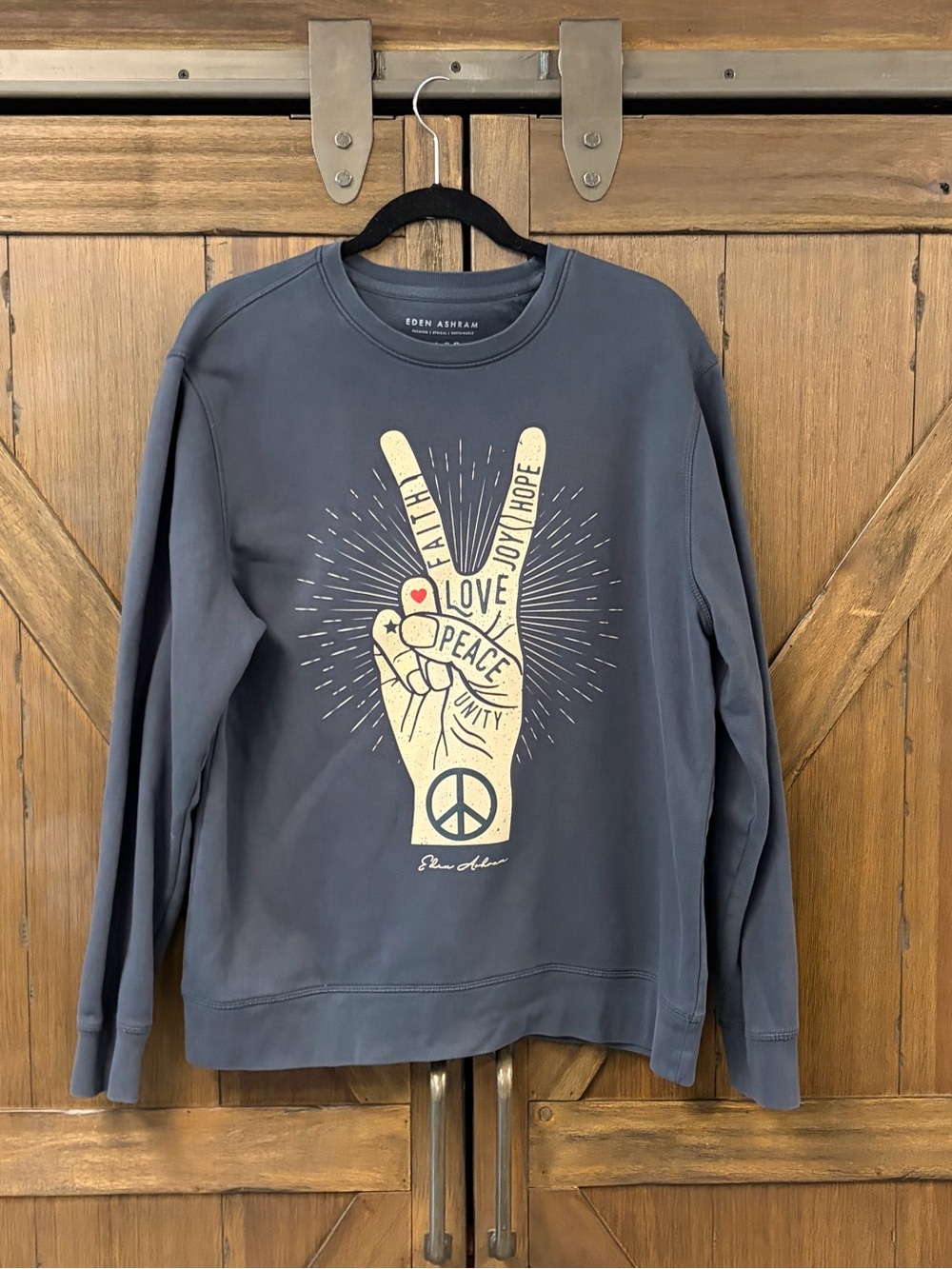 Eden Ashram Peace, Love, Unity, Faith, Joy & Hope Iconic Sweatshirt Size XL - Picture 2 of 6